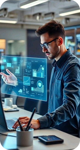 Developer working with technology